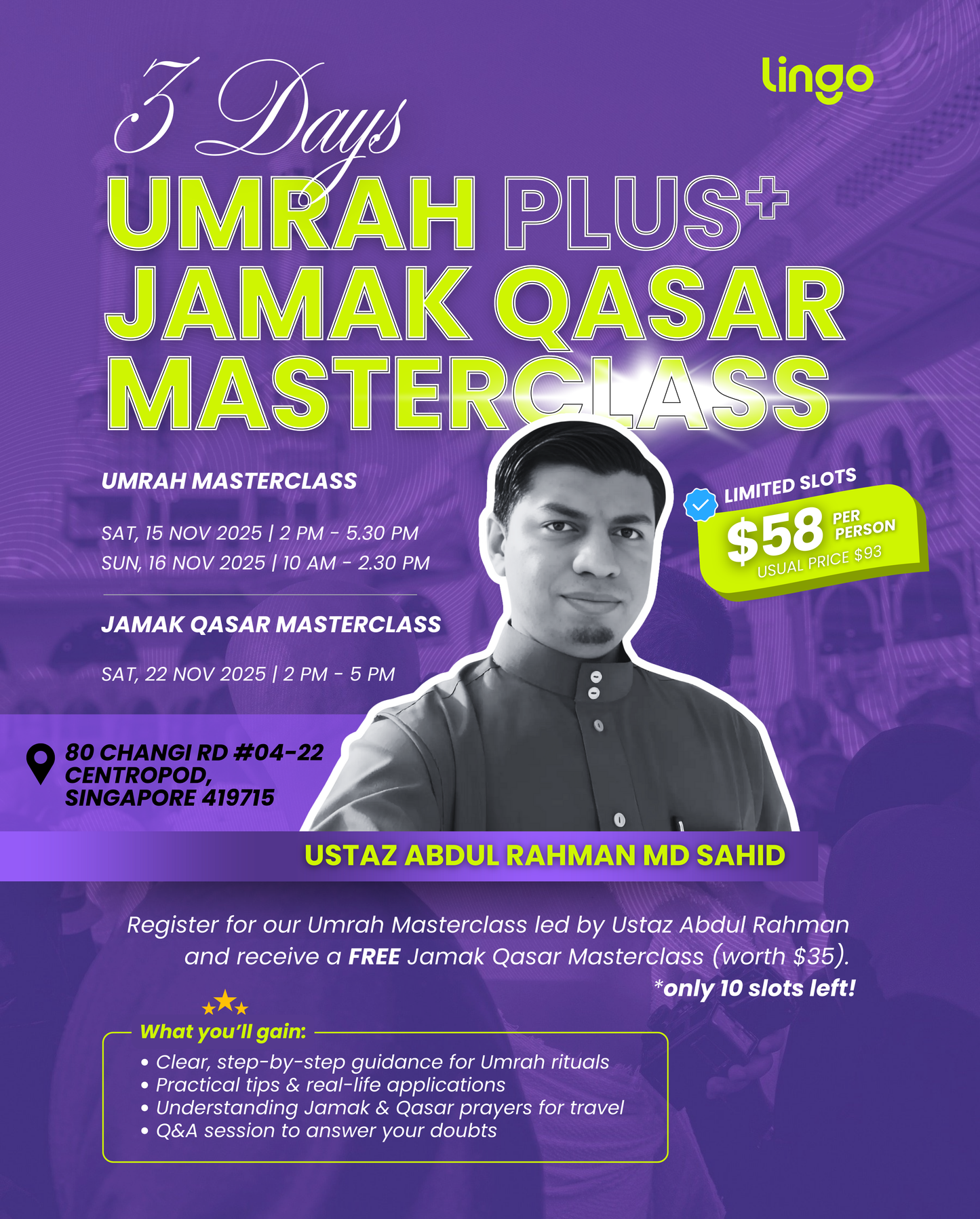 UMRAH PLUS JAMAK QASAR MASTERCLASS